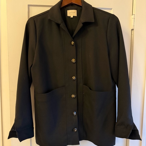 Sezane Will Black Button-Front Women's Jacket, Small - Picture 2 of 5